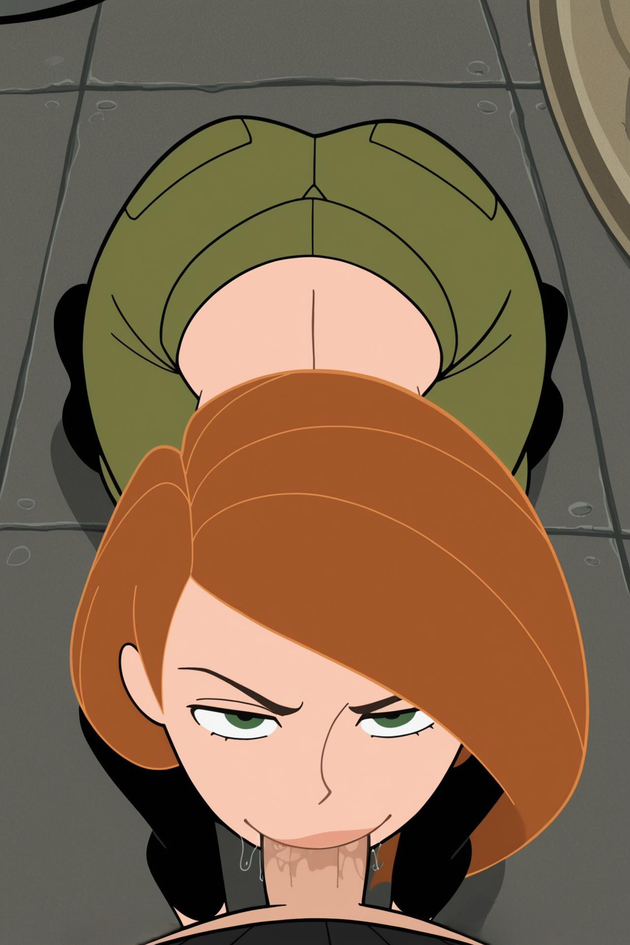 accurate art style, ai assisted, ai generated, ass, black sweater, blowjob, deepthroat, dirtmaster, disney, disney channel, drooling, fellatio, green eyes, kim possible, kimberly ann possible, kneeling, looking at viewer, male, mouth watering, on all fours, oral, oral sex, penis, pov, pov eye contact, red hair, saliva, smile, smiling, sucking penis