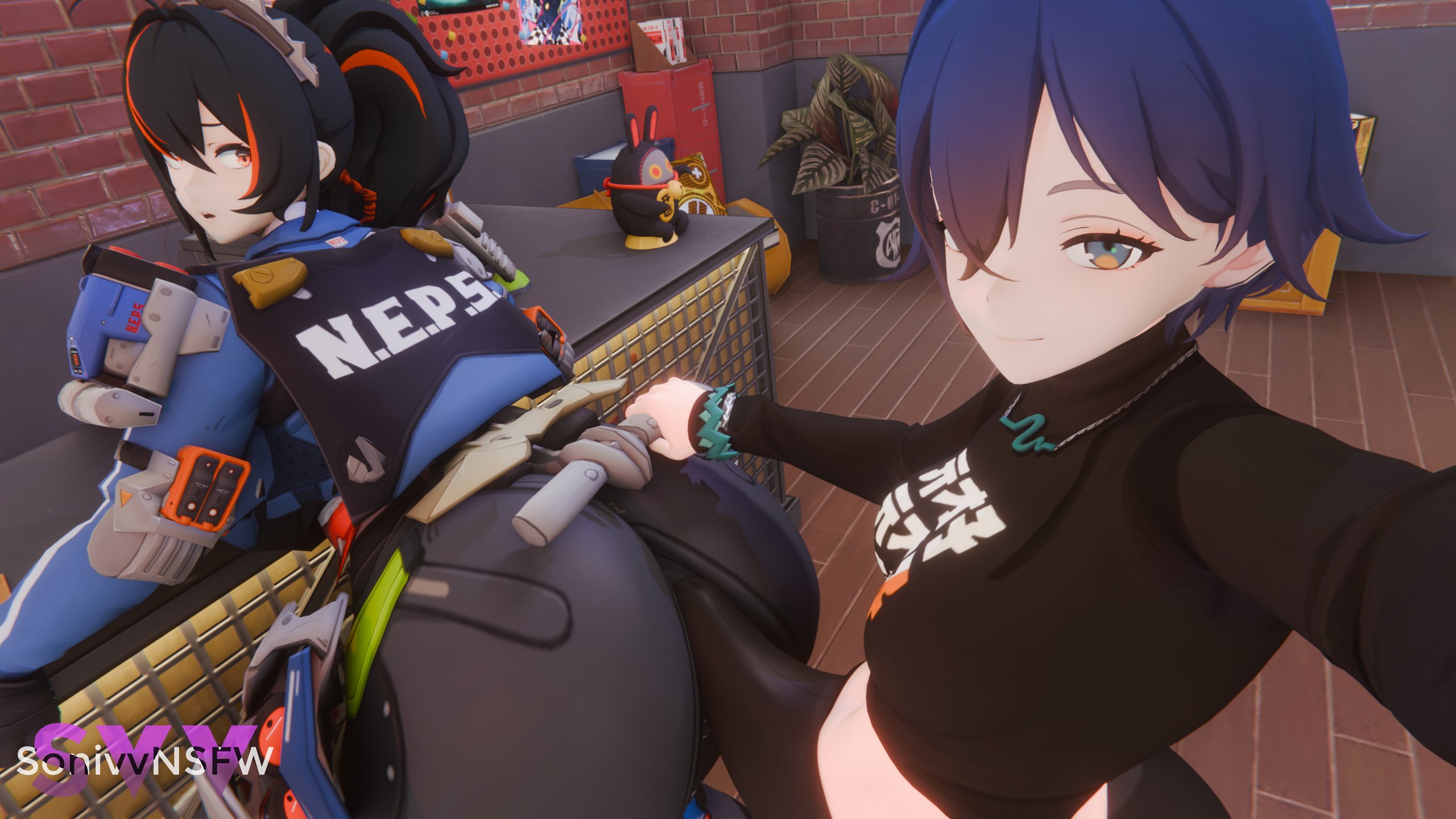 1futa, 1girls, 3d, ass, assjob, belle (zenless zone zero), bent over, big ass, big penis, blender, bulge, buttjob, cameltail, clothed, clothing, detailed bulge, erection under clothes, female, futa with female, futanari, huge ass, huge cock, human, intersex, large penis, sonivvnsfw, zenless zone zero, zhu yuan