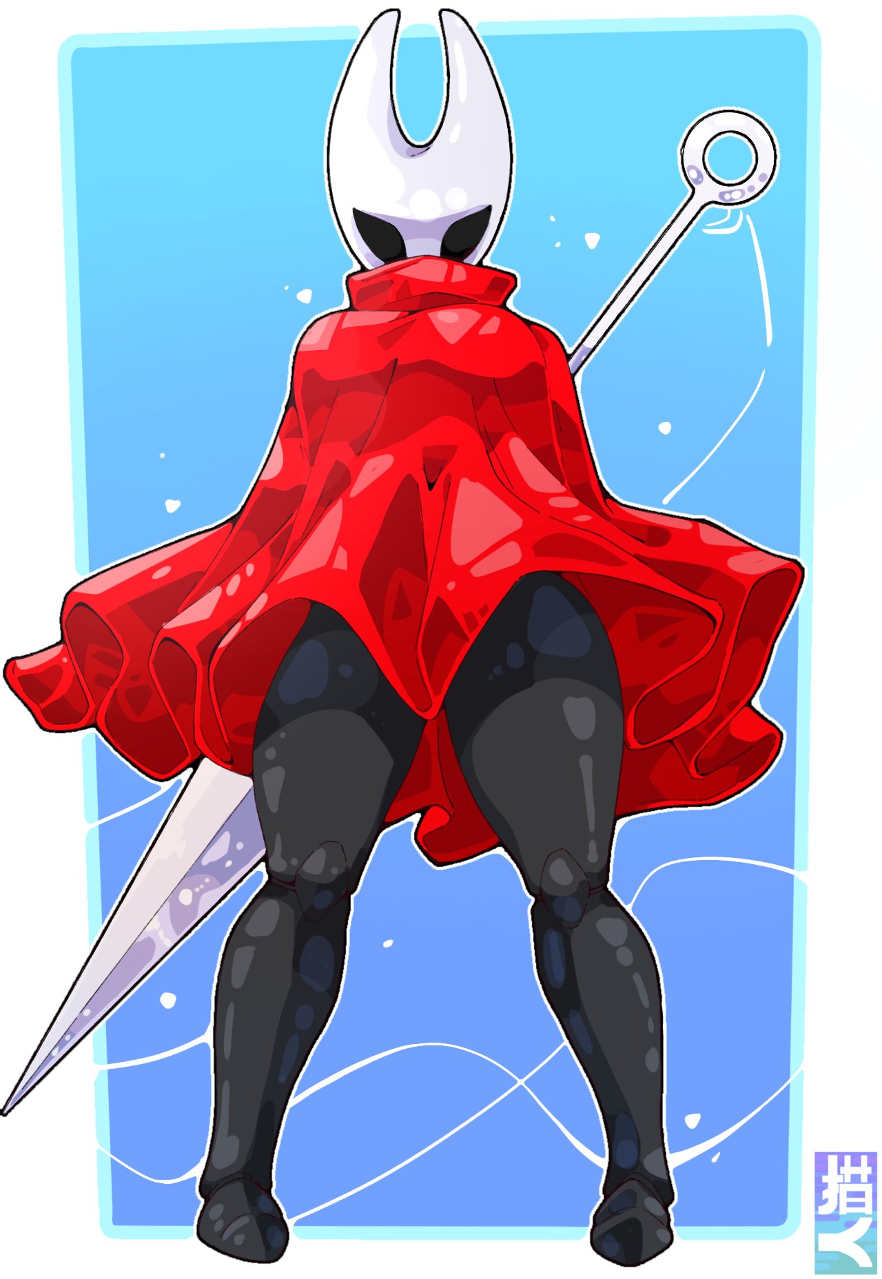 andrewsl, anthro, big ass, big breasts, big butt, big thighs, black body, breasts, clothing, curvaceous, curvaceous female, curvaceous figure, curvy, curvy figure, curvy hips, female, female focus, female only, hollow knight, hollow knight: silksong, hornet (hollow knight), looking at viewer