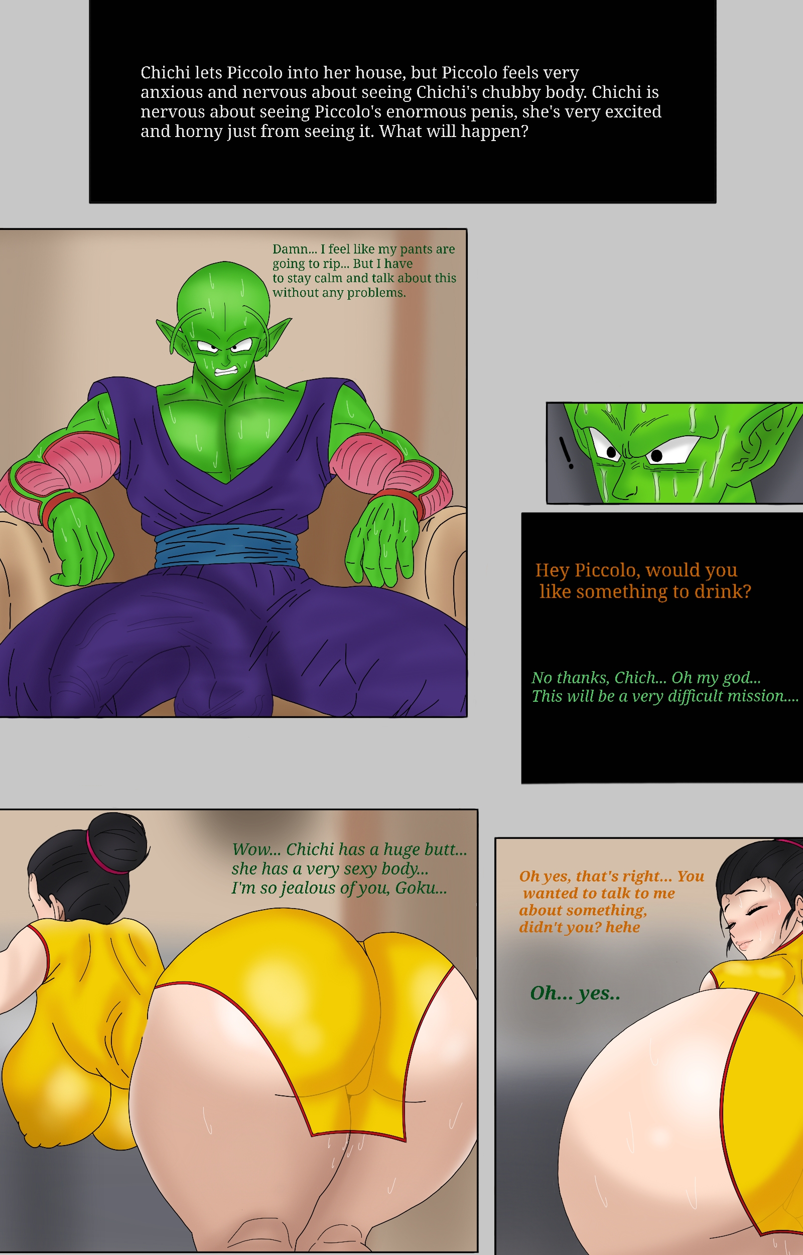 1boy, 1girls, areolae, ass, big areola, big ass, big breasts, big butt, big muscles, big nipples, big penis, black hair, breasts, breasts bigger than head, bulge, bulge through clothing, cheating, cheating female, cheating wife, chichi, clothed female, dragon ball, dragon ball super, dragon ball z, english text, female, frustrated, huge ass, huge breasts, huge cock, large ass, large breasts, lying on bed, male, masturbation, mature female, milf, moaning, mother, muscles, netorare, nipple bulge, ntr, penis, piccolo, puppetmaste0704, pussy, pussy juice, pussy juice drip, rounround ass, spread legs, thick ass, thick thighs, vagina, voluptuous, voluptuous female, wet pussy