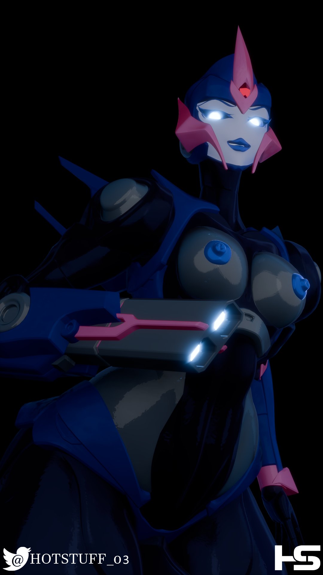 1girls, 3d, 3d (artwork), arcee, arcee (prime), arcee (prime) (trawert), blue eyes, blue lipstick, blue nipples, breasts, female, glowing eyes, high resolution, highres, hotstuff, medium breasts, nipples, robot, robot girl, robot humanoid, solo, transformers, transformers prime