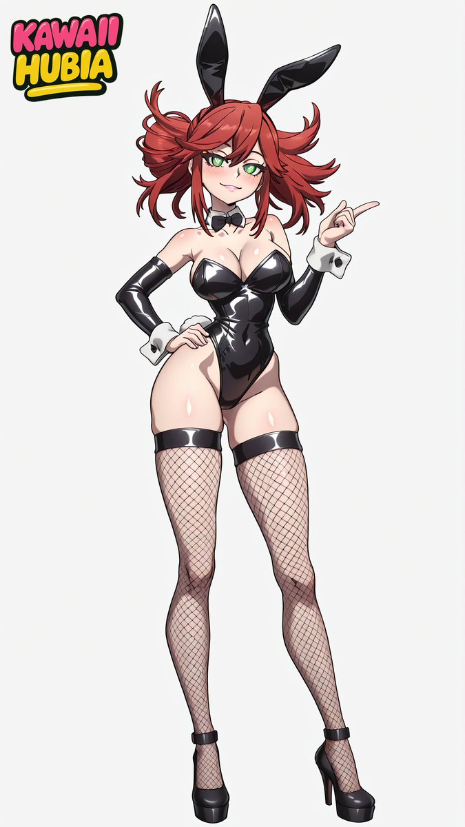 1girls, ai generated, big ass, bunny ears, bunnysuit, female, fishnet stockings, gachiakuta, looking at viewer, riyou reaper, solo, solo female, standing