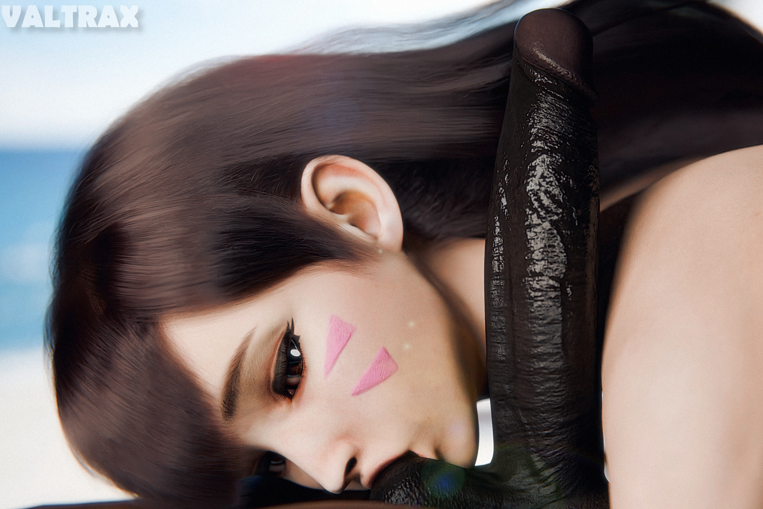 3d, asian, asian female, balls, balls lick, balls licking, balls sucking, blowjob, cum, d.va, dark-skinned male, fellatio, female, interracial, licking balls, male, oral, overwatch, sucking balls, sucking testicles, testicles, valtrax