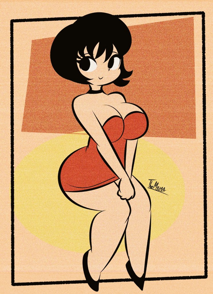 big ass, big butt, big titties, black hair, breasts, clothing, curvaceous, curvaceous female, curvaceous figure, curvy, curvy figure, curvy hips, cute, diego mejia, dress, female, female focus, jucika, no nostrils, short hair, small nose, thin eyebrows