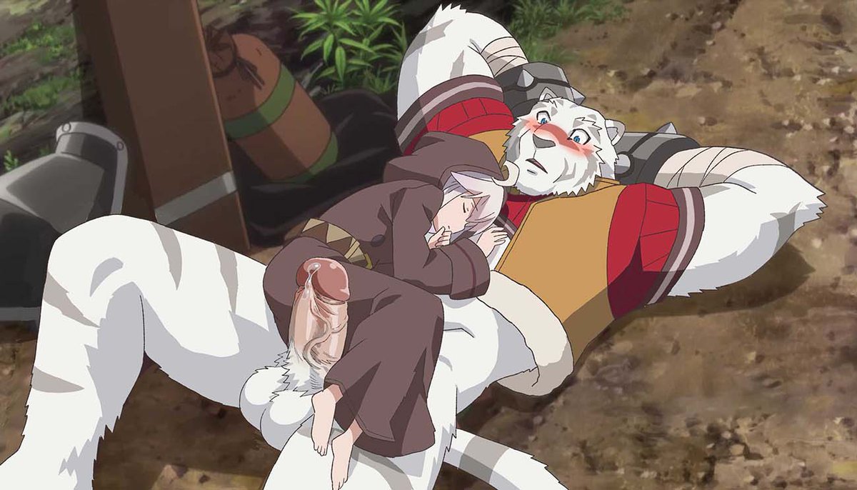 anthro edit erection feline grimoire_of_zero humanoid_penis male male_only mammal mercenary_(character) mercenary_(zero_kara_hajimeru_mahou_no_sho) penis rossciaco screencap sleeping testicles tiger