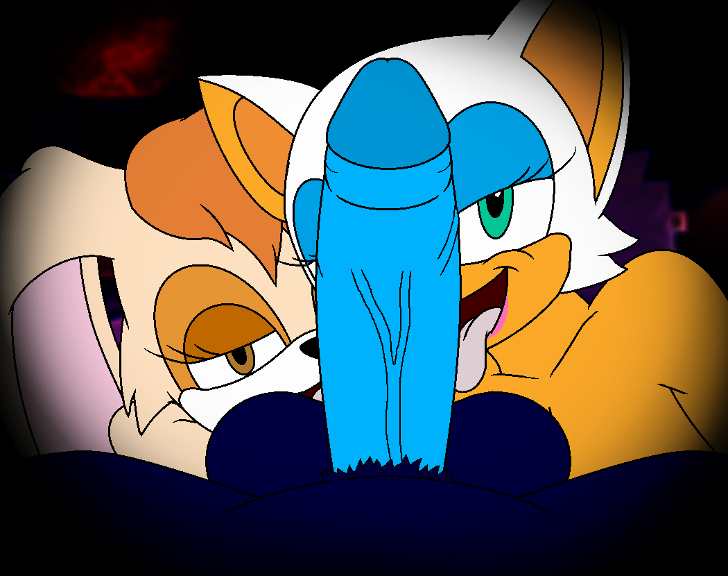 2girls bat blue_penis brown_eyes double_fellatio erect_penis erection furry furry_female garry_wulf green_eyes licking licking_cock licking_penis male_pov milf mother oral oral_sex penis rabbit rouge_the_bat sonic_(series) sonic_the_hedgehog sonic_the_hedgehog_(series) sonic_the_werehog vanilla_the_rabbit