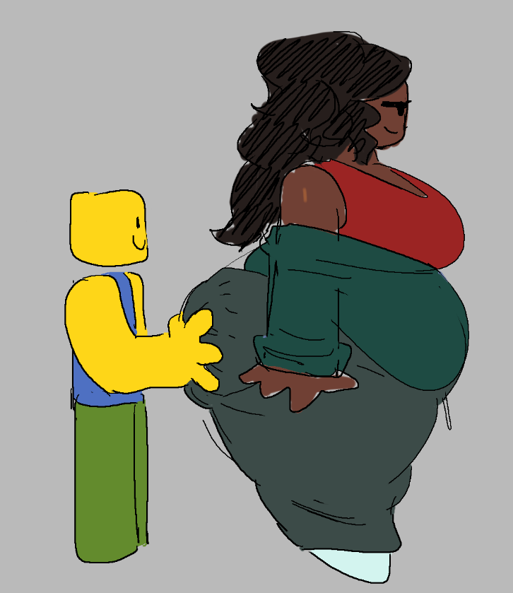 1boy 1boy1girl 1girls 2d african_female ass_focus ass_grab bbw belly big_ass big_belly big_breasts big_butt big_thighs breasts chubby chubby_belly chubby_female curvy digital_media_(artwork) fat fat_ass fat_belly fat_female fat_woman leedlemann no_background obese obese_female overweight overweight_female pork_chop roblox robloxian ssbbw thick_thighs thighs wide_hips