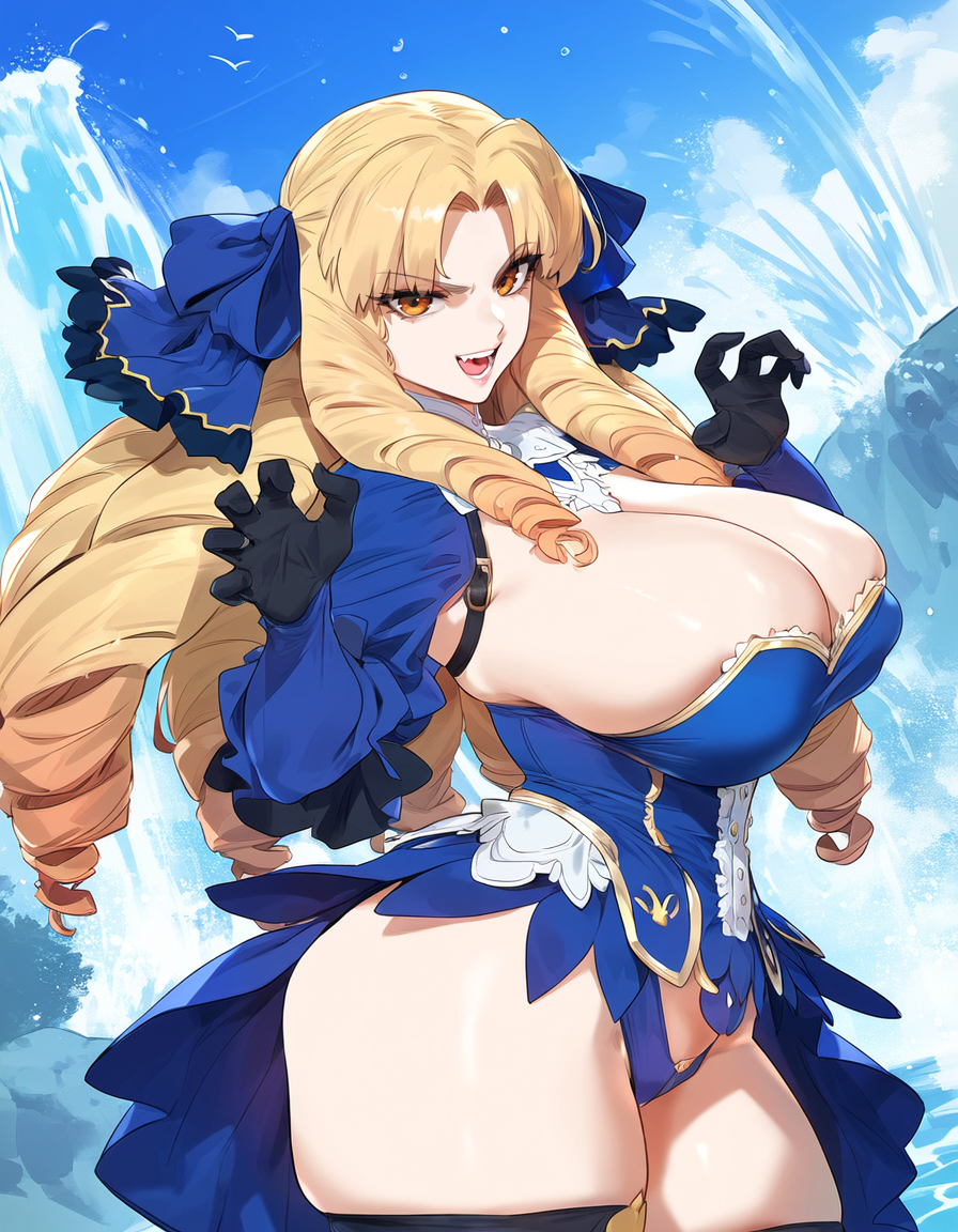 1girls ai_generated big_breasts blonde_hair breasts fate_(series) female female_focus hips huge_breasts large_breasts looking_at_viewer luviagelita_edelfelt thick_thighs thighs wide_hips yellow_eyes