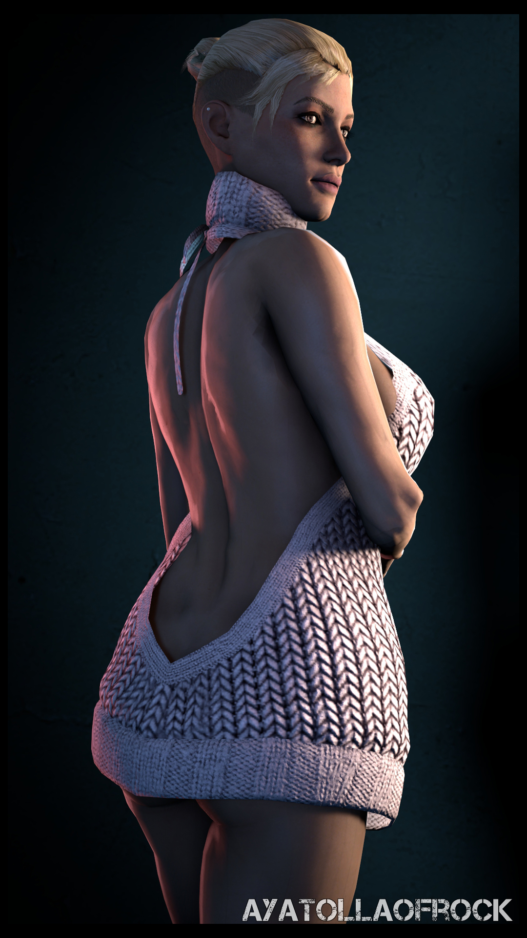 1girls, 2017, 3d, absurdres, ass, ayatollaofrock, big ass, big breasts, blonde hair, breasts, brown eyes, cassie cage, eyebrows, female, female only, hair, huge breasts, human, large breasts, lips, mortal kombat, mortal kombat x, netherrealm studios, nose, shiny, shiny skin, solo, source filmmaker, standing, sweater, virgin killer sweater