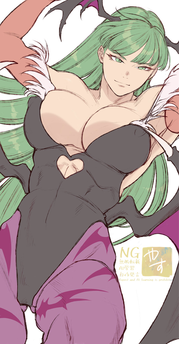 big_breasts darkstalkers demon_wings leggings leotard morrigan_aensland yasunososaku