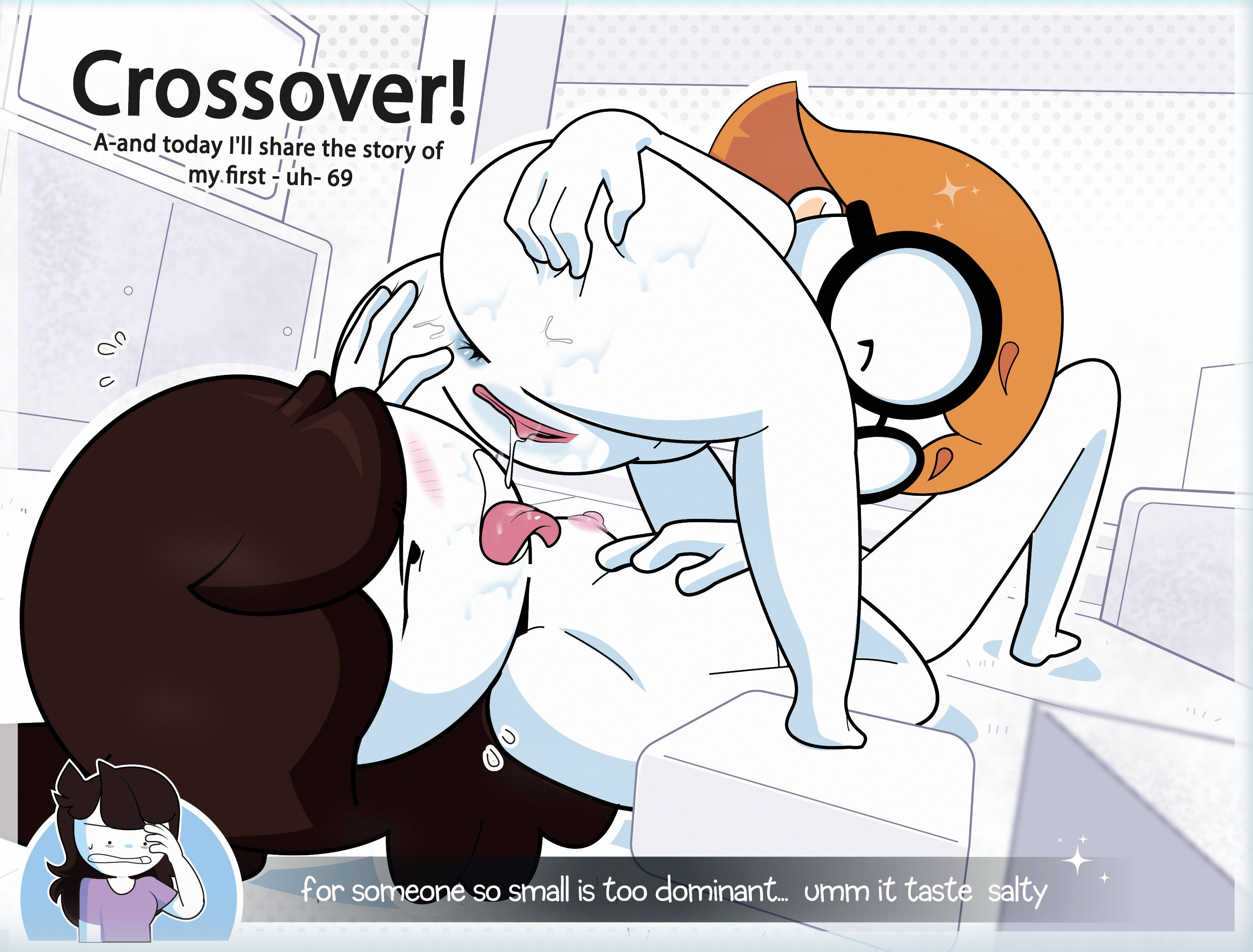 2girls, 69 position, ass, big ass, brown hair, cunnilingus, english text, female, femdom, glasses, gosgoz, illymation, ilyssa levy, jaiden, jaiden animations, orange hair, pussy, pussy juice, pussy juice drip, red hair, small dom big sub, smaller female, tagme, text, youtube, youtuber, yuri