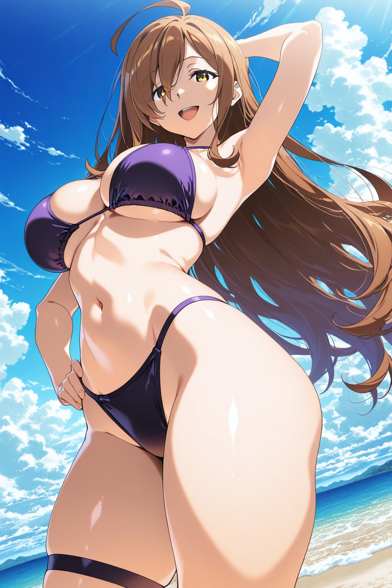 1girls, ai generated, bikini, female, kono subarashii sekai ni shukufuku wo!, purple bikini, solo, wiz (konosuba)