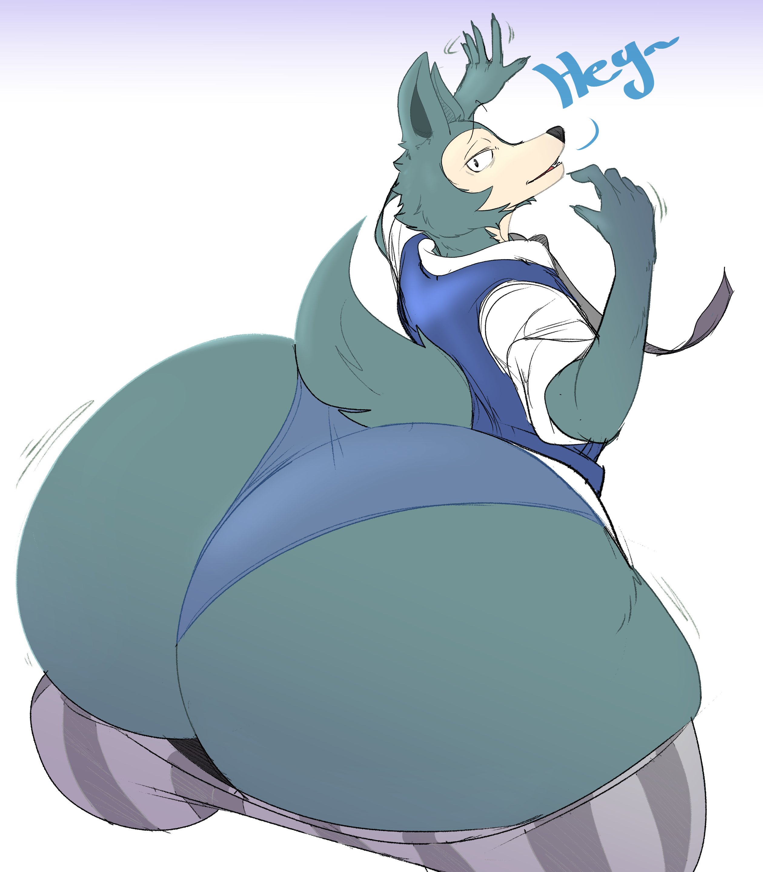 1boy, anthro, ass, beastars, big ass, big butt, canid, canine, canis, furry, huge ass, huge butt, hyper ass, legoshi (beastars), male, male only, non-human, solo, solo male, tagme, terito, thick thighs, wide hips, wolf