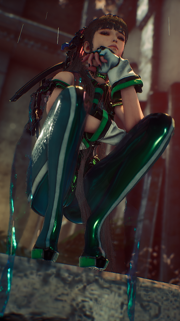 1girls, 3d, android, asian, asian female, big thighs, black hair, black nails, brown eyes, curvy, eve (stellar blade), female, female only, high heels, looking at viewer, nail polish, ponytail, robot, robot girl, screenshot, shiny, skintight, skintight bodysuit, solo, stellar blade, thick, transparent latex, viewed from below, voluptuous, writing on clothes, your waifu