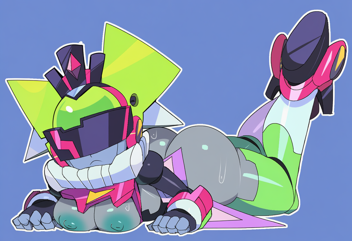 ai generated, brawl stars, breasts, huge ass, mandy (brawl stars), mecha mandy (brawl stars), noir genesis, robot, robot girl, supercell, visor