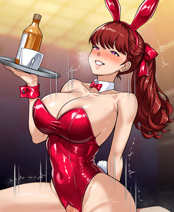 1girls alternate_version_available areola areolae big_breasts bowtie bunny_ears bunny_ears_headband bunny_girl bunny_tail bunny_waitress corruption female hadant holding_tray hypnosis hypnosis implied_penetration implied_sex implied_transformation kasumi_yoshizawa long_hair mind_break mind_control nipples nude nude_female persona persona_5 persona_5_royal ponytail post_transformation red_bowtie red_bunny_ears red_hair shadow_waitress slave slavegirl sumire_yoshizawa tray unusual_pupils