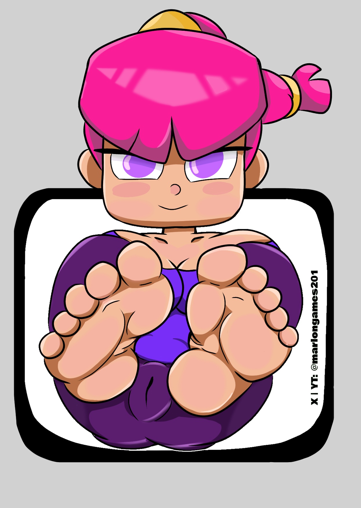 archer (clash royale), big breasts, blush, blushing, breasts, cameltoe, clash (series), clash royale, cleavage, clothed, clothed female, clothing, emote, emote (clash royale), evolution archer (clash royale), feet focus, female, female focus, female only, foot, foot fetish, foot focus, fully clothed, fully clothed female, gameplay mechanics, huge breasts, looking at viewer, marlongames201, smile, smiling, smiling at viewer, solo, solo female, solo focus, supercell