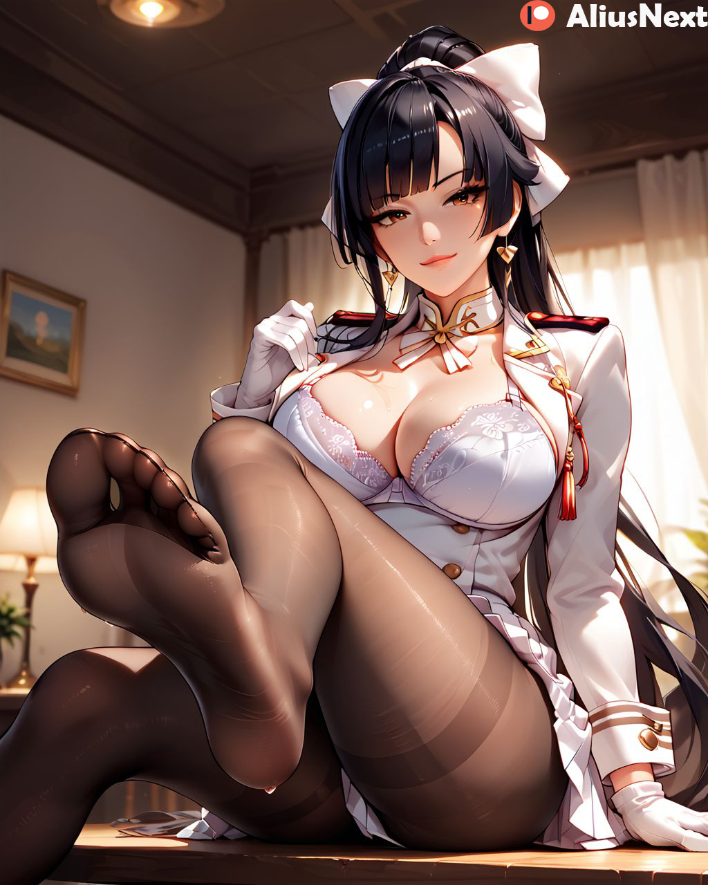 1girls ai_generated aliusnext azur_lane black_hair feet feet_focus female foot_fetish foot_focus footwear high_quality high_resolution highres legwear long_hair pantyhose patreon ponytail seductive soles tagme takao_(azur_lane) takao_(kantai_collection) taller_girl thong uniform yellow_eyes