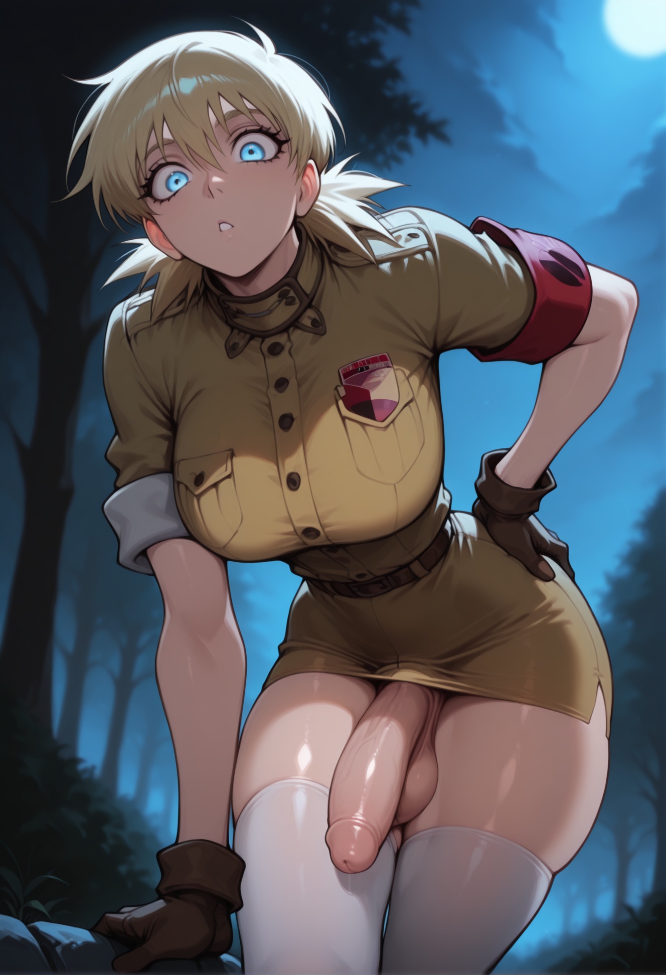 1futa, 1futanari, ai generated, ass, big ass, big breasts, big butt, big hips, big penis, blonde female, blonde futa, blonde hair, blue eyes, breasts, cleavage, clotheed, clothing, dick, dickgirl, eyebrows, eyelashes, futa only, futanari, grin, grinning, grinning at viewer, hair, hands-free, hellsing, hellsing ultimate, huge cock, indoors, lips, long hair, looking at viewer, makeup, narrow waist, narrowed eyes, nose, pants, penis, police, police uniform, policewoman, seducing, seductive, seductive eyes, seductive gaze, seductive look, seductive mouth, seductive pose, seductive smile, seras victoria, shirt, smile, smile at viewer, smiley face, smooth balls, smooth penis, smooth skin, solo, solo dickgirl, solo focus, solo futa, solo futanari, testicles, thick thighs, thighhighs, thighs, twintails, uniform, vampire, vampire girl, velonix