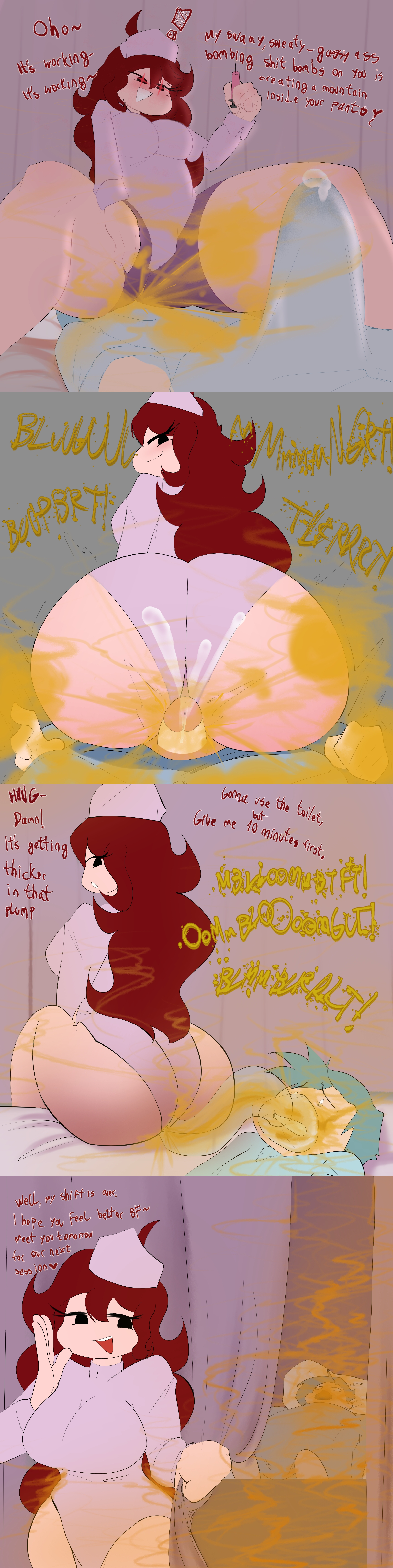 1girls, ass, ass bigger than head, ass focus, ass up, big ass, big breasts, blush, boner, boyfriend (friday night funkin), breasts, canon couple, comic, dialogue, enjoying farts, erection, face fart, face farting, fart, fart cloud, fart everywhere, fart fetish, farting, farting in face, farting in mask, farting in mouth, farting on dick, fartjob, farts, fat ass, female, female focus, friday night funkin, gas mask, gassy, gassy female, girlfriend (friday night funkin), lingering stench, long hair, looking back, meonsausage, mouth fart, nurse, nurse cap, nurse uniform, red eyes, shart, sharting, stinky, teasing, thick thighs, tube