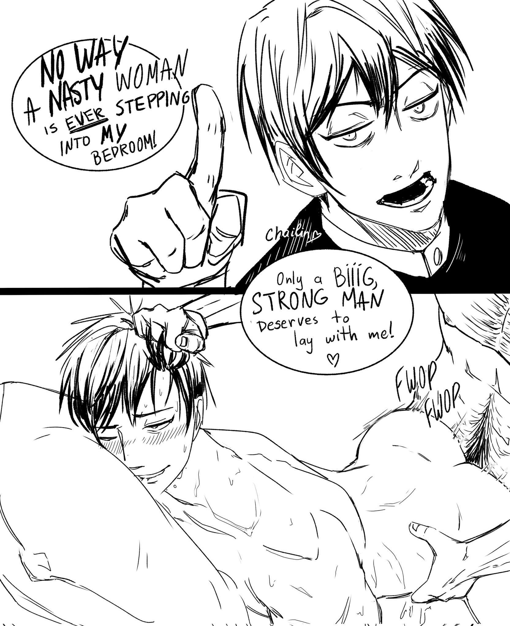 gay, jujutsu kaisen, male, male only, male/male, on bed, yaoi, zenin naoya