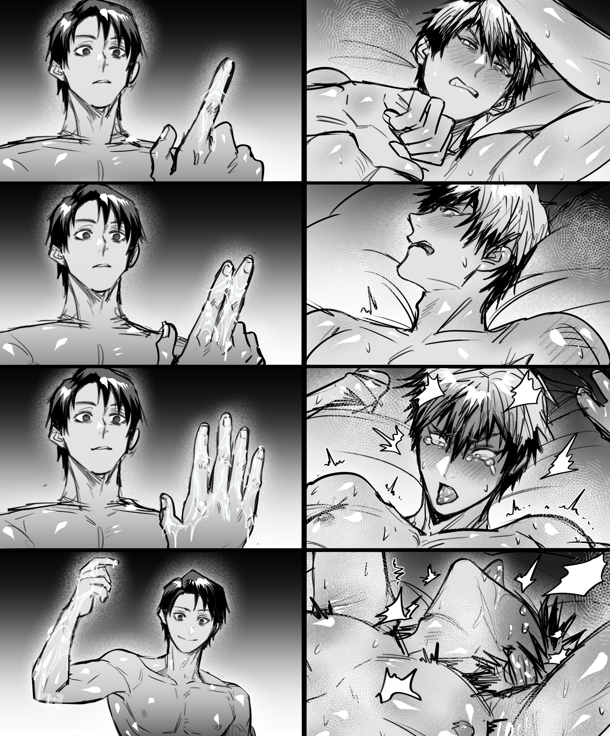 blush, gay, imaeyed8, jujutsu kaisen, male, male only, male/male, tongue out, yaoi, yuta okkotsu, zenin naoya