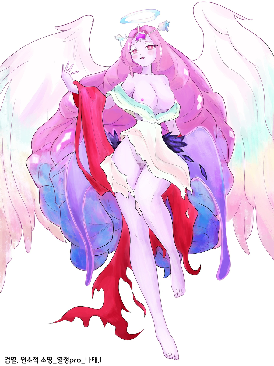 angel, breasts, cookie run, cookie run kingdom, corruption, eternal sugar cookie, female, precorruption eternal sugar cookie, sugar of happiness (eternal sugar cookie), tagme