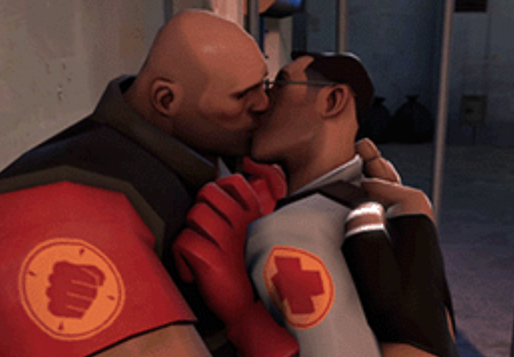 gay, heavy (team fortress 2), hop on (meme), kissing, medic (team fortress 2), meme origin, sfm, tagme, team fortress 2