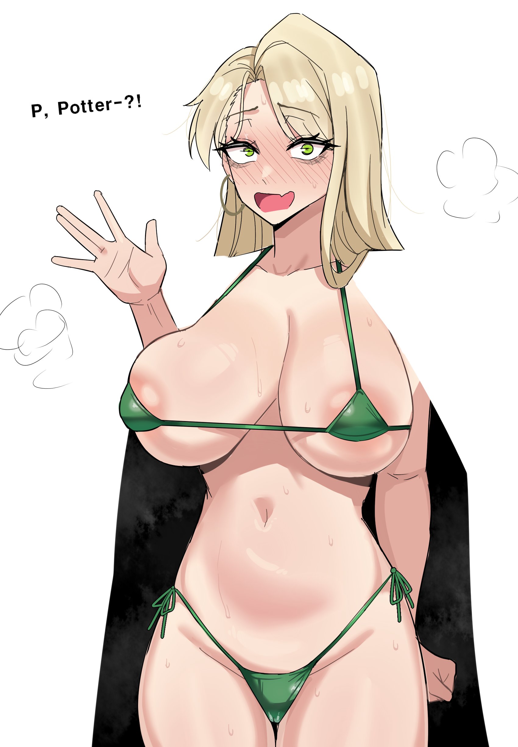 1girls, breasts, chihel, draco malfoy, draco malfoy (redteneri), female, female focus, female only, genderswap, girls, harry potter, hi res, large breasts, light skin, light-skinned female, looking at viewer, rule 63, thick thighs, thighs, wide hips