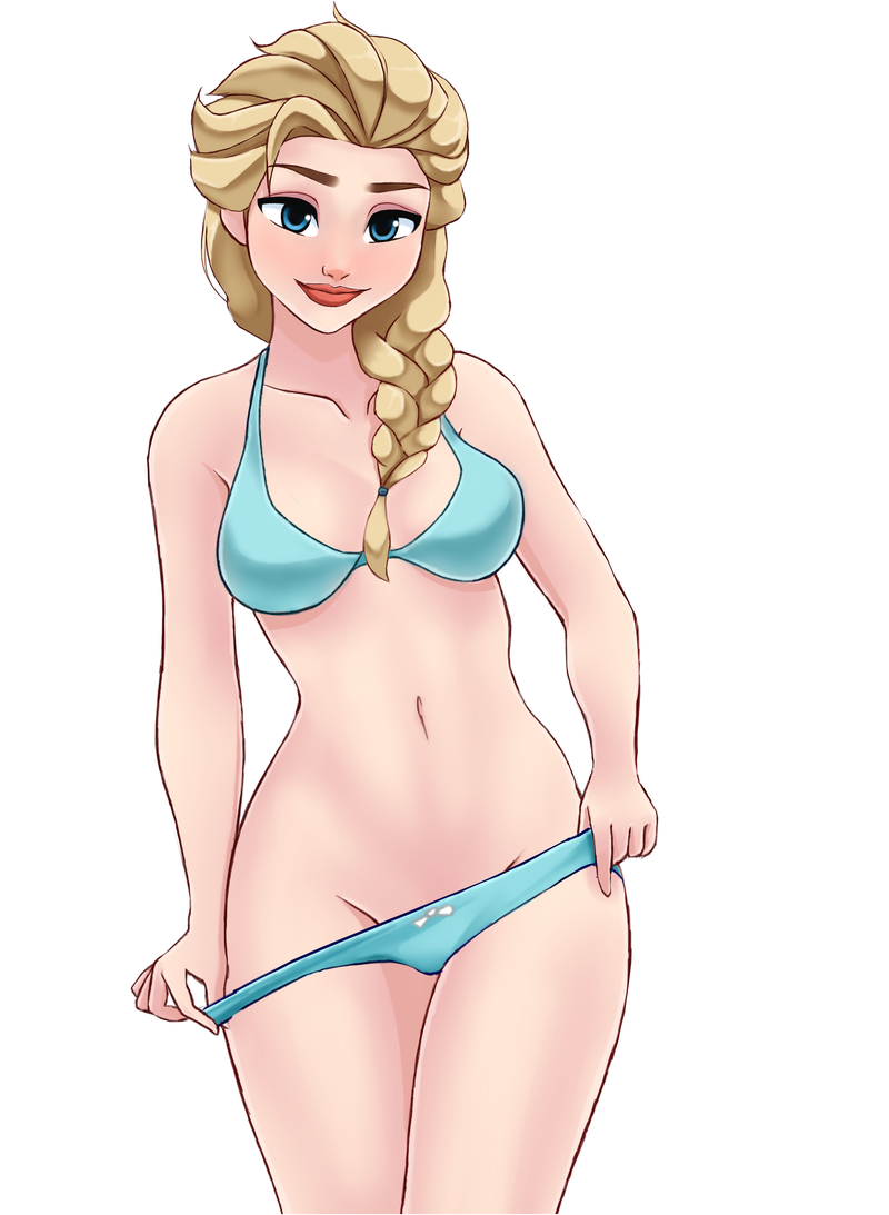 aozee blue_panties bra disney elsa_(frozen) female female_only frozen_(film) human medium_breasts panties solo