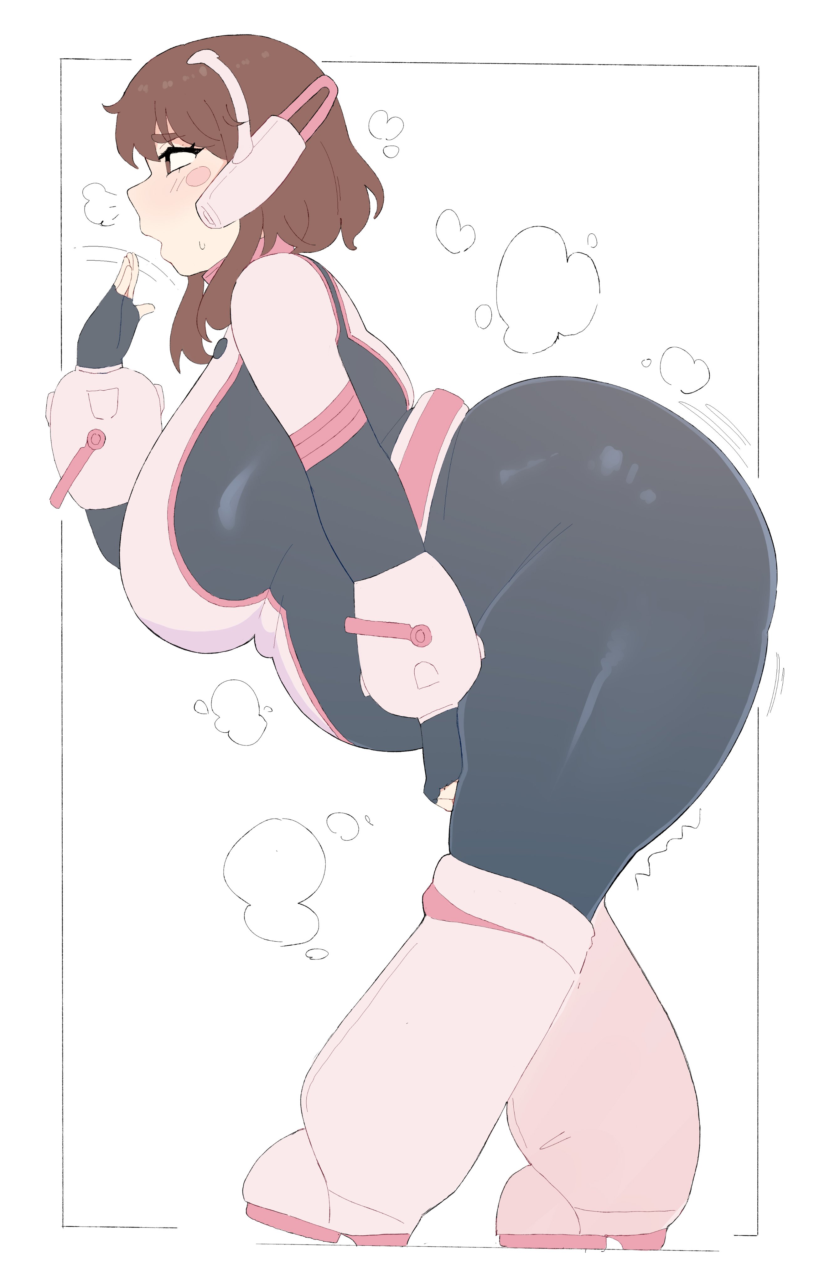 1girls, aged up, bbw, belly, big ass, big breasts, big thighs, boku no hero academia, breasts, chubby, chubby belly, chubby female, curvaceous, curvy, curvy figure, fanning self, fat, female, hero outfit (mha), hips, huge thighs, large thighs, leaning forward, light skin, light-skinned female, mature, mature female, my hero academia, my hero academia (finale), napolitane, ochako uraraka, out of breath, overweight, post-timeskip, side view, strong female, thick, thick hips, thick legs, thick thighs, thighs, uraraka ochako, uravity, voluptuous, wide hips, wide thighs