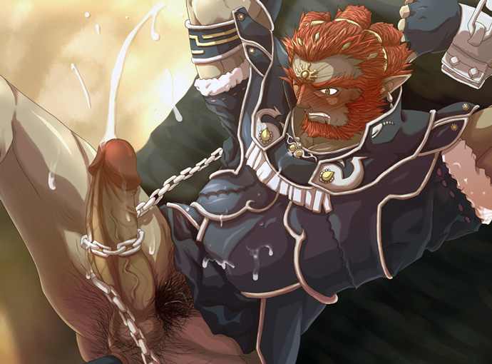 1boy bara bondage boner erection fake_iron ganondorf ganondorf_(twilight_princess) gay male male_only nintendo penis sub_ganondorf the_legend_of_zelda twilight_princess yaoi