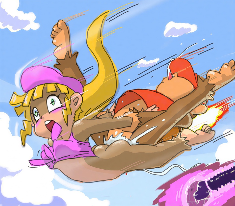 10s, 1boy, 1girls, 2011, ape, ass, blue sky, bottomless, cervical penetration, cervix, cervix penetration, cloudy sky, color, diddy kong, dixie kong, donkey kong (series), female, fucked silly, furry, haplorhine, kong, lost media, male, minus8, monkey, monkey girl, motion blur, nintendo, penetration, primate, sex, straight, tagme, tongue, tongue out, vaginal, vaginal penetration, vaginal sex, x-ray