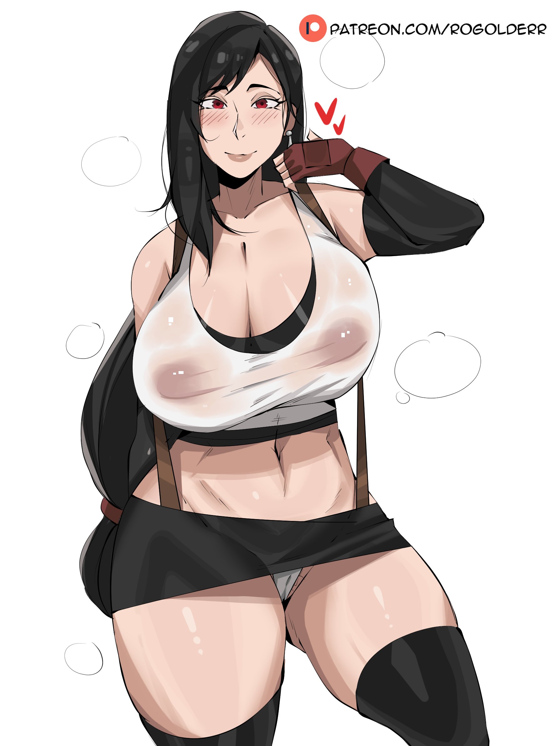 1girls, breasts, female, female focus, female only, final fantasy, final fantasy vii, large breasts, light skin, light-skinned female, rogolderr, solo, thick thighs, thighs, tifa lockhart, wide hips
