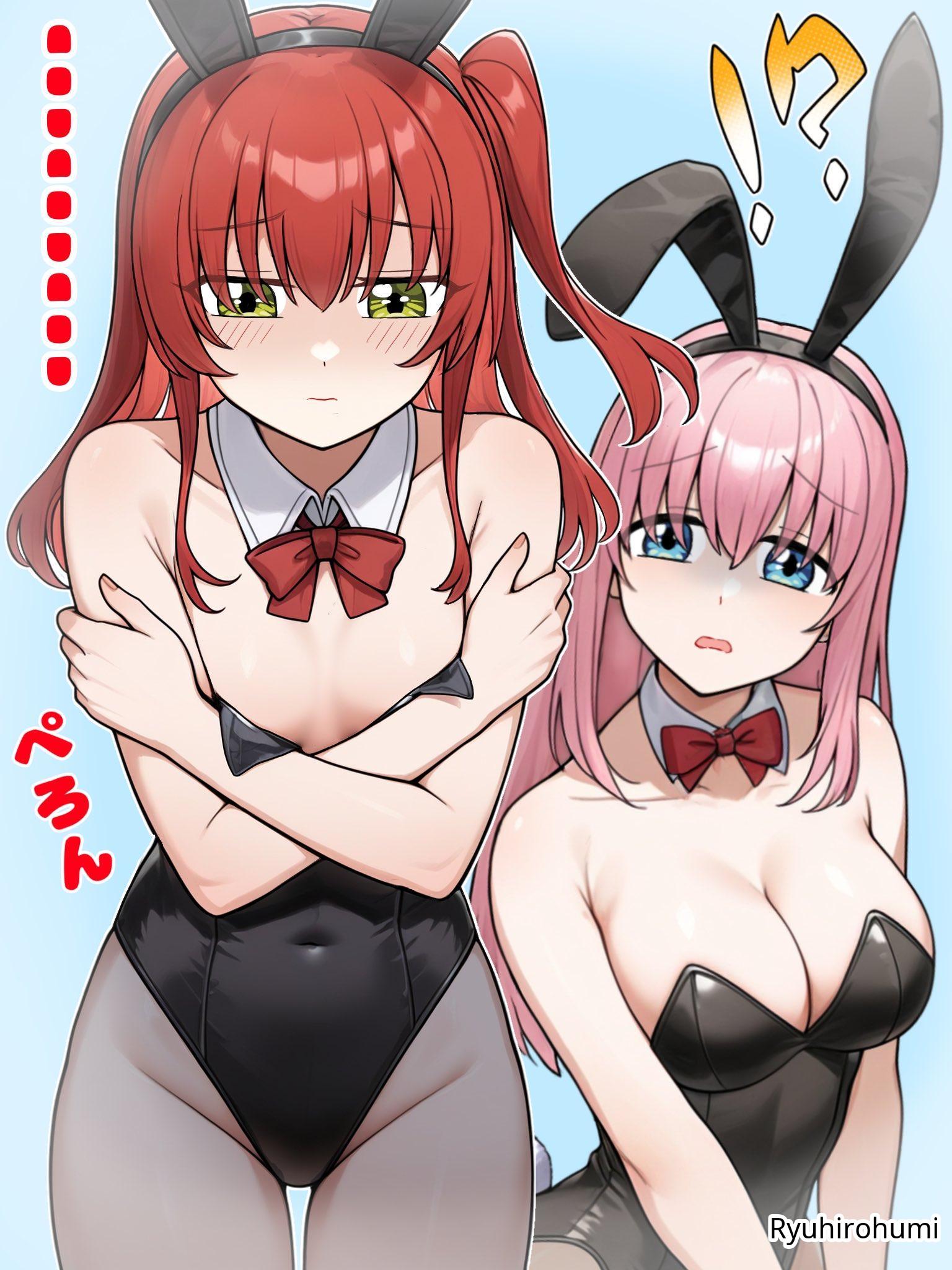 !? 2d 2d_(artwork) 2d_artwork 2girls asian asian_female asian_girl belly_button black_bunny_ears black_bunnysuit black_hairband black_leotard black_topwear blue-eyed_female blue_background blue_eyes blush_face blush_lines blushing blushing_female blushing_lines bocchi_the_rock! bowtie breasts bunny_costume bunny_ears bunnygirl bunnygirl_outfit bunnysuit busty busty_female busty_girl busty_teen busty_teenager cleavage collar collarbone covering covering_breasts covering_chest covering_nipples covering_self curvaceous curvaceous_body curvaceous_female curvaceous_figure curvaceous_hips curvaceous_teenager curvy curvy_body curvy_female curvy_figure curvy_hips curvy_teen digital digital_art digital_drawing digital_drawing_(artwork) digital_media digital_media_(artwork) drawing duo elbows eyebrows_visible_through_hair female female_focus female_only fingernails fingers flat_belly flat_breasts flat_chest flat_chested flushed flushed_face gotou_hitori green-eyed_female green_eyes grey_legwear grey_pantyhose grey_stockings grey_tights groin guitarist hair_between_eyes hair_ornament hand_on_arm hand_on_own_arm hiding_breasts high_resolution high_school_student highres inguinal_crease inguinal_ligament japanese japanese_female japanese_girl kita_ikuyo large_breasts lean_figure legwear leotard long_hair multiple_females multiple_girls narrow_waist navel one_side_up pantyhose petite petite_body petite_breasts petite_female petite_girl petite_tits pink-haired_female pink_hair red-haired_female red_bowtie red_hair ryuhirohumi school_girl shoulders simple_background slender_body slender_waist slim_female slim_waist small_boobs small_breasts small_tits smooth_chest standing stockings teen_girl teenage_girl teenage_tits teenager thigh_gap thighs tights tiny_breasts tiny_tits topwear touching_arm upper_body white_collar white_wrist_cuffs wide_hips wrist_cuffs young_female young_woman