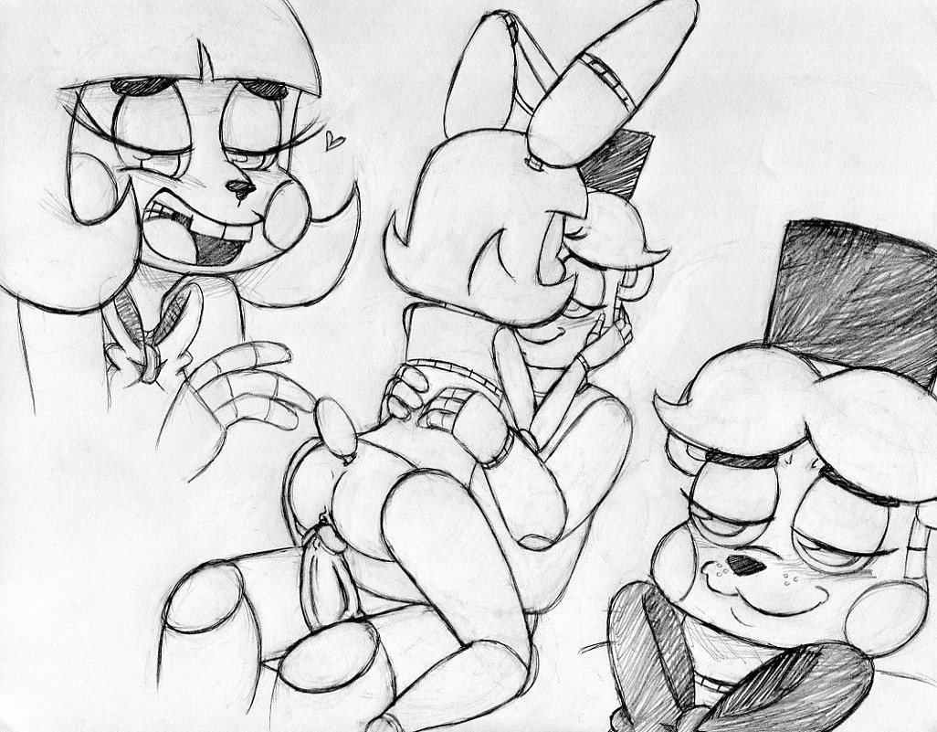 2016 animatronic anthro ass bear black_and_white blush bow_tie buckteeth cuddling duo erection female five_nights_at_freddy's five_nights_at_freddy's_2 half-closed_eyes hat heart imminent_sex inkyfrog lagomorph machine male mammal mastery_position monochrome nude open_mouth open_smile penis pussy rabbit robot rule_63 sex simple_background smile teeth top_hat toy_bonnie_(fnaf) toy_freddy_(fnaf) traditional_media_(artwork) video_games white_background