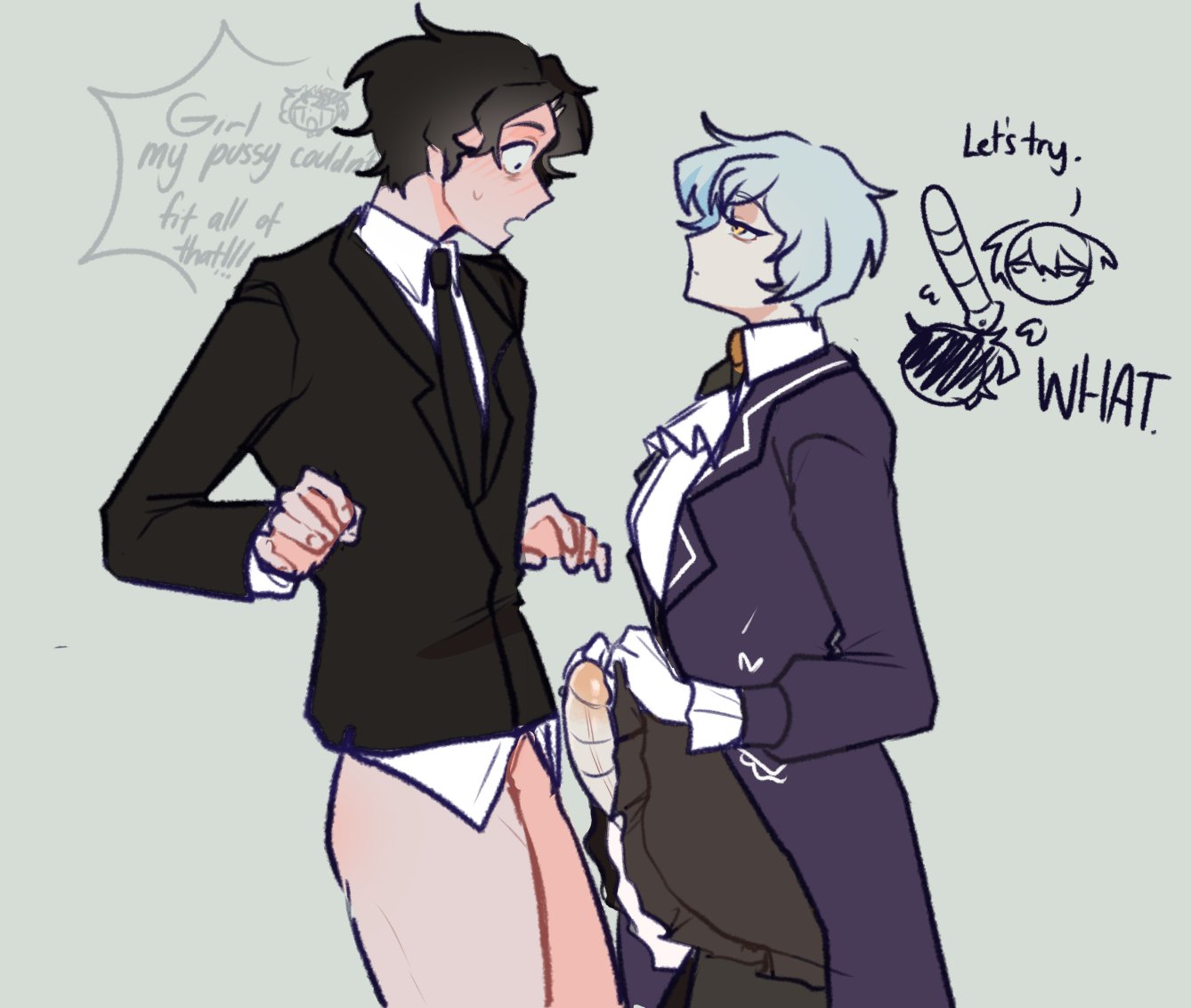 1futanari, futa on male, library of ruina, lobotomy corporation, project moon, roland (library of ruina), vagina