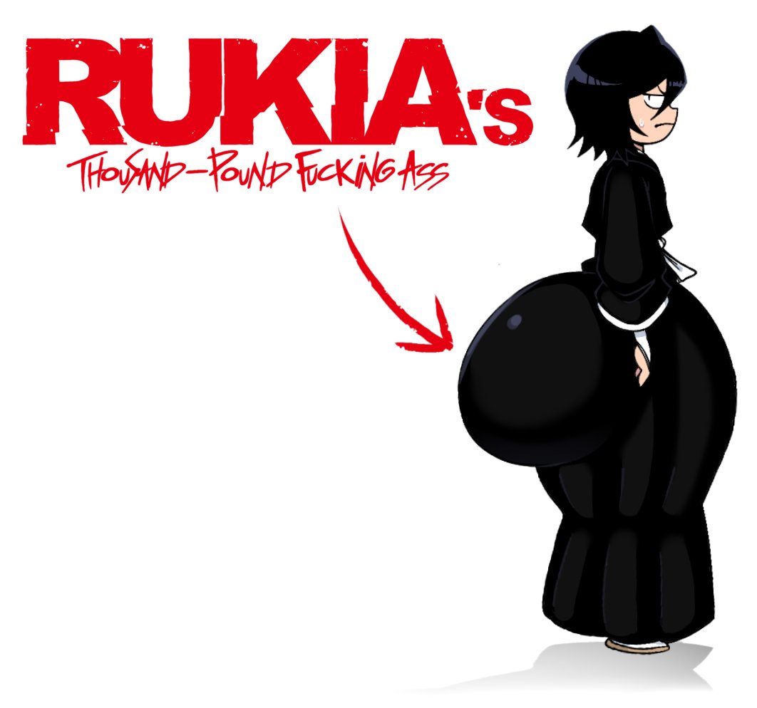 ass, big ass, black hair, bleach, bleach: the thousand-year blood war, clothing, evil container, female, flat chest, fully clothed, hyper ass, kuchiki rukia, meme, rukia kuchiki, smib