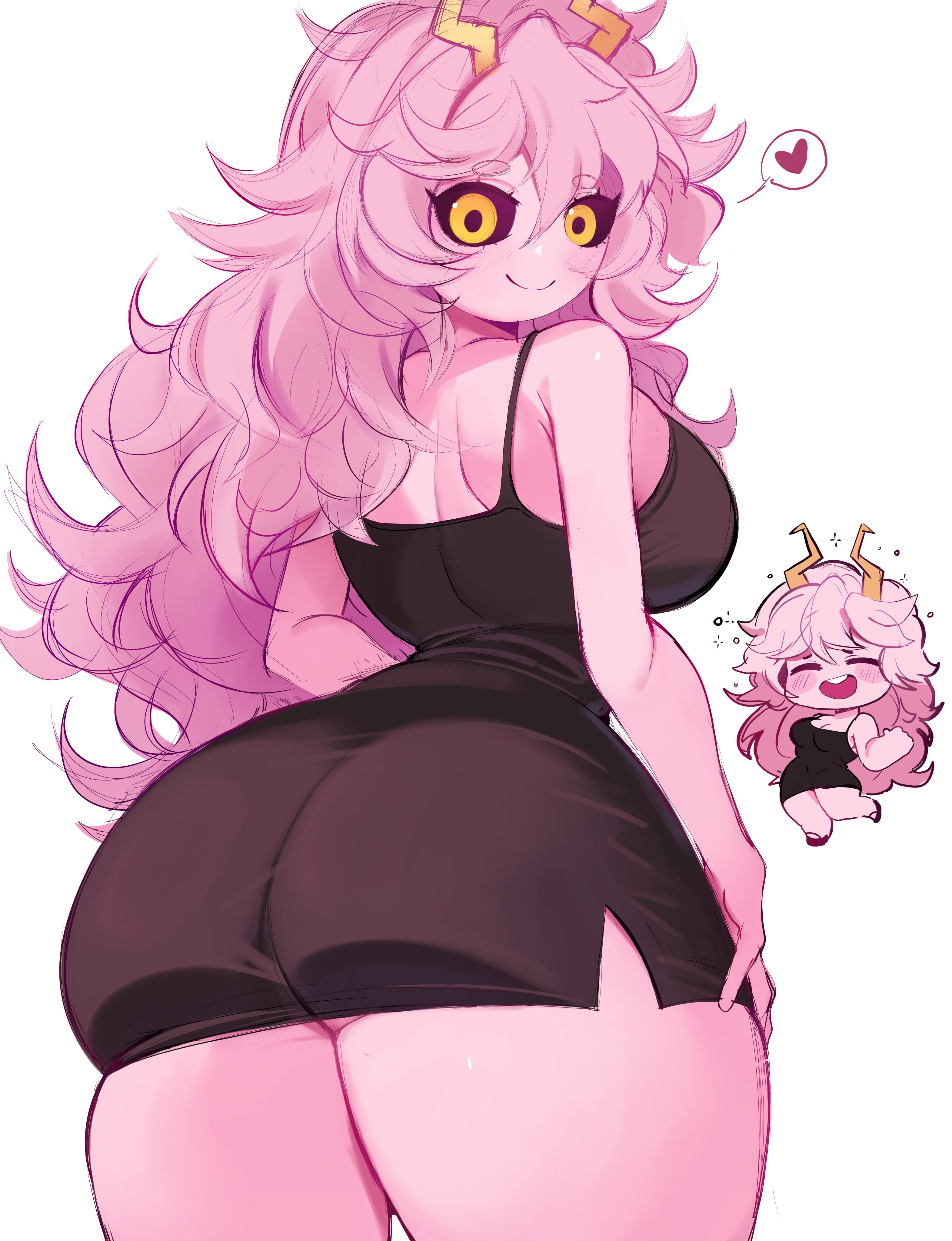 1girls, ass, big ass, boku no hero academia, dress, female, female focus, female only, large ass, large breasts, long hair, mina ashido, mina ashido time-skip, my hero academia, my hero academia (finale), pink body, pink hair, post-timeskip, reinsleif, rox hoxten, solo, thick thighs, thighs, wide hips