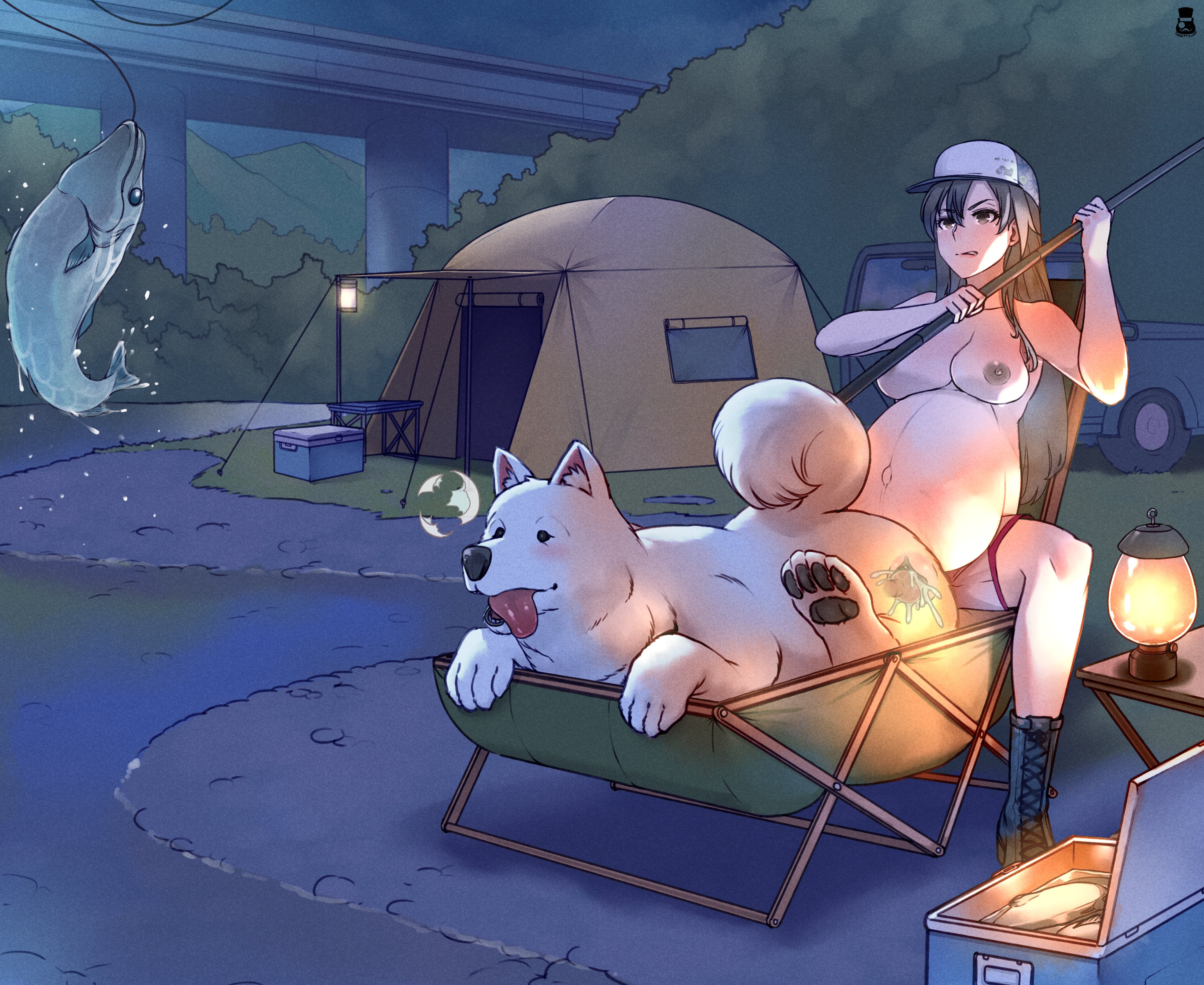 1boy, 1girls, big breasts, black hair, breasts, canine, canine on human, comic, comic page, cum, cum in pussy, cum inside, father, father (lore), female, female on feral, feral, feral on female, feral on human, feral penetrating, fish, fishing, fishing rod, hat, highres, hiratsuka shizuka, human female, human on feral, human penetrated, husband, husband and wife, interspecies, interspecies pregnancy, knotted, legs apart, light skin, married couple, married female, married to feral, mother, mother (lore), mr.takealook, my teen romantic comedy snafu, nipples, outdoors, outside, parent, parent (lore), parents, part of a series, part of a set, pregnant, pregnant female, pregnant with animal, pregnant with multiples, see-through, thighs, vaginal knotting, vaginal penetration, wife, wife and husband, x-ray, zoophilia, zoophilia pregnancy