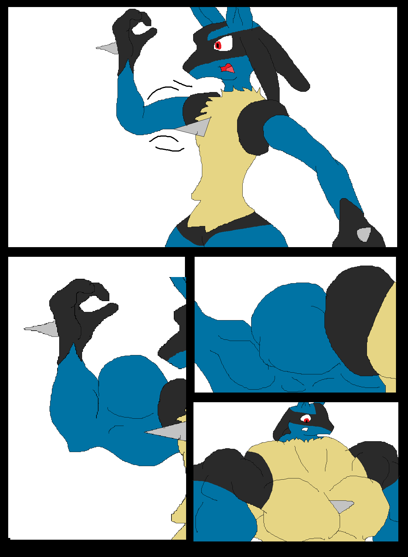 abs biceps inflamusgrow lucario male muscles muscular muscular_arms muscular_legs muscular_male muscular_thighs pecs pokemon pokemon_(species)
