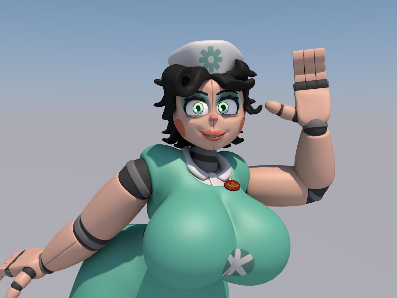 1girls 3d 3d_(artwork) 3d_model 3d_render animatronic animatronic_female clothed clothing female five_nights_at_freddy&#039;s five_nights_at_freddy&#039;s:_secret_of_the_mimic fnaf looking_at_viewer nightbotgrey nurse nurse_cap nurse_clothing nurse_dollie_(fnaf) nurse_dollie_(nightbotgrey) nurse_hat nurse_uniform robot robot_girl solo
