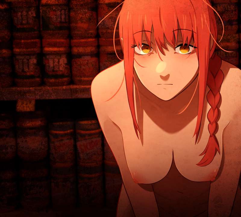 1girls, blank stare, chainsaw man, creepy, female, khyleri, makima (chainsaw man), nude, ominous, solo