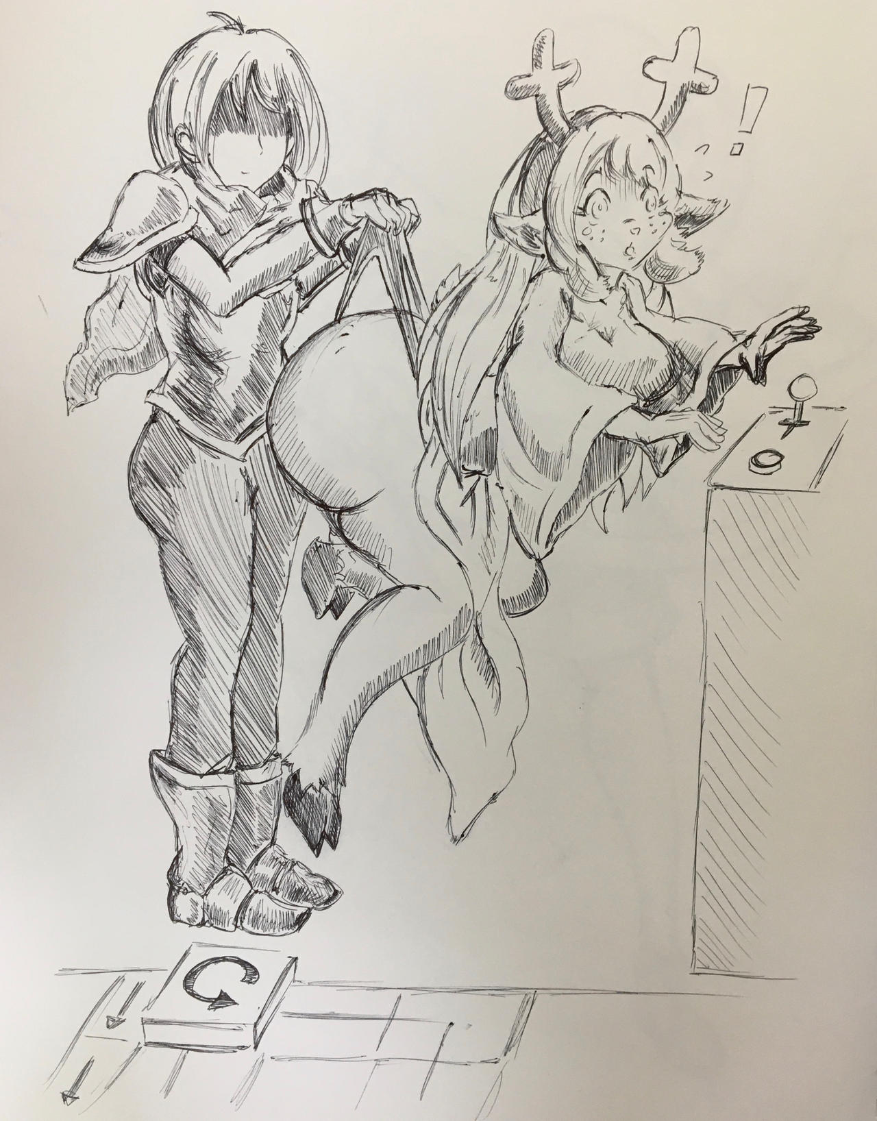 1boy, 1girls, ass, big ass, deer, deer girl, deltarune, female, kris (deltarune), male, noelle holiday, panties, panty pull, pikapika212, tagme, undertale (series), wedgie