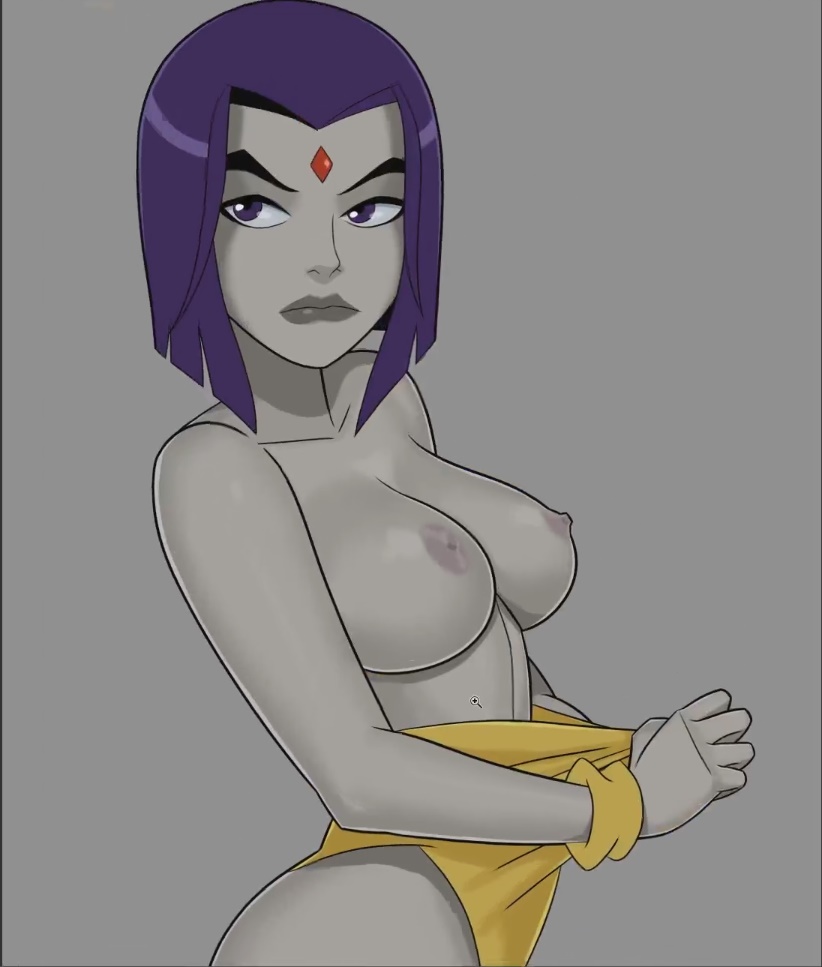 1girls belly breasts dc dc_comics demon demon_girl female female_only forehead_jewel grey_skin hips lady_legasus large_breasts legs leotard navel nipples purple_eyes purple_hair rachel_roth raven_(dc) short_hair simple_background solo sunsetriders7 tagme teen_titans thighs yellow_leotard