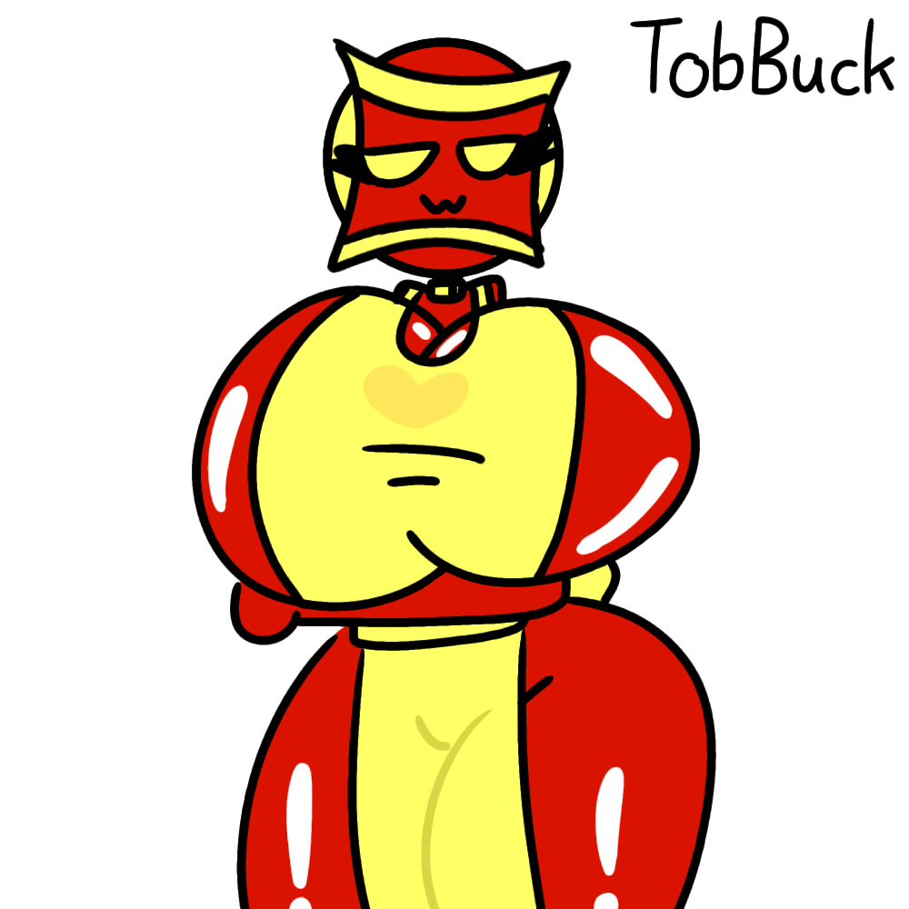 1girls apron apron_only big_breasts big_legs cube_132_(geometry_dash) geometry_dash huge_breasts owo red_body tobbuck