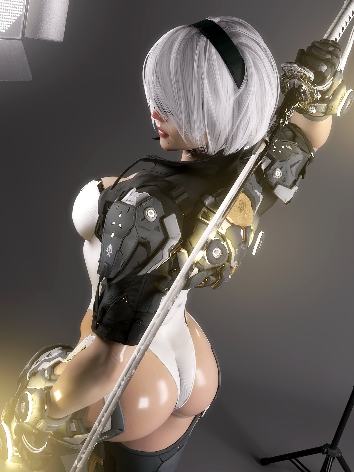 1girls, 3d, android, ass, big ass, big breasts, bottom heavy, breasts, bust, busty, chest, curvaceous, curvy, curvy figure, female, female focus, gynoid, hips, hourglass figure, huge ass, huge breasts, humanoid, large ass, large breasts, legs, leotard, light skin, light-skinned female, mature, mature female, nier, nier (series), nier: automata, platinum games, slim waist, thick, thick hips, thick legs, thick thighs, thighs, top heavy, voluptuous, waist, wide hips, word2, yorha 2b
