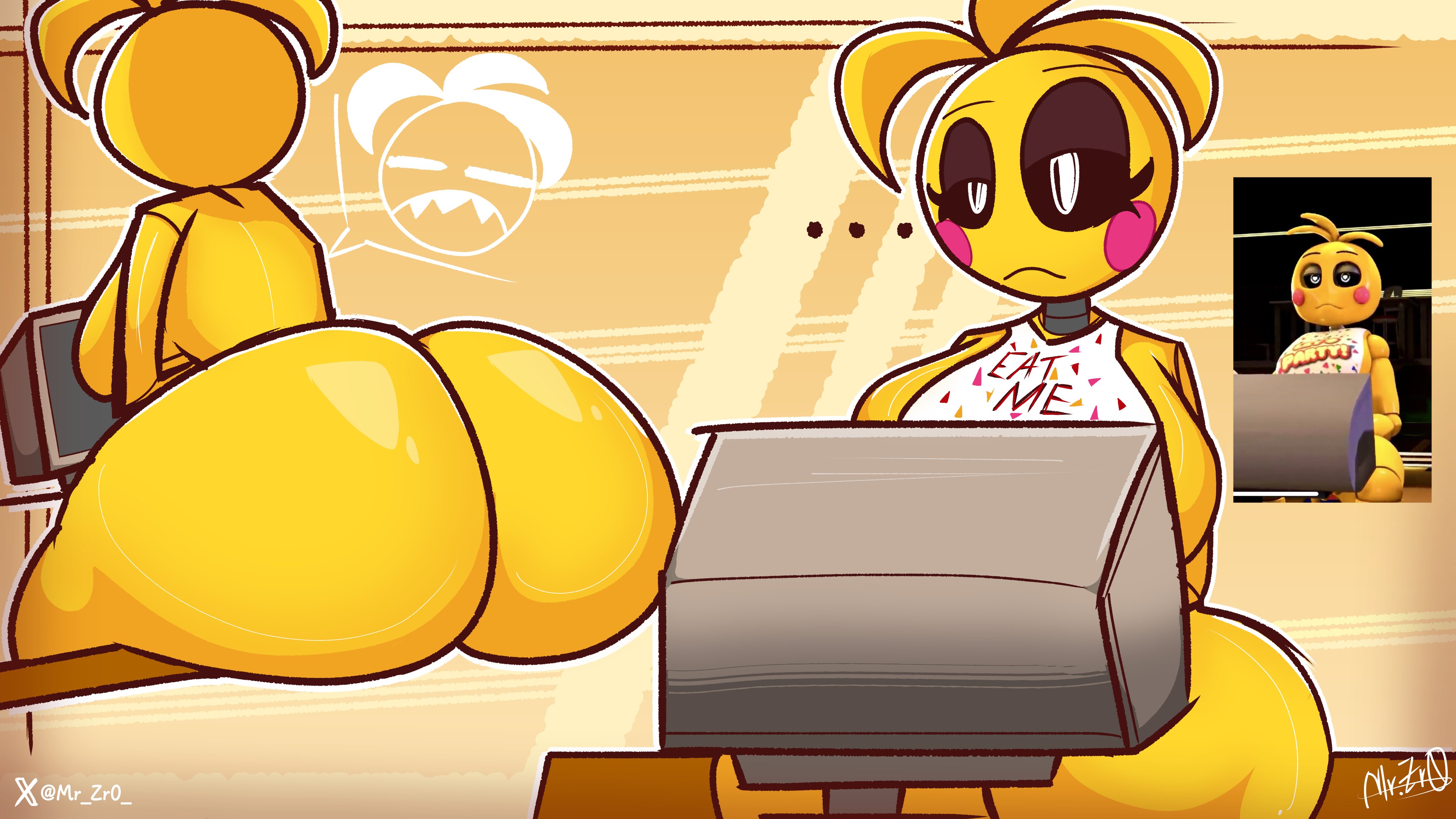 1girls, animatronic, animatronic female, bib, chicken, chicken girl, female, five nights at freddy's, five nights at freddy's 2, mr.zr0, robot, robot girl, scottgames, solo, toy chica (fnaf), toy chica (love taste)