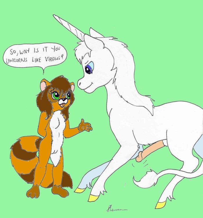 anthro breasts equine female furry horn male mammal mike_sherman penis pussy raccoon unicorn