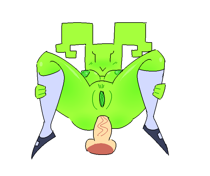 2d anal green-skinned_female green_skin mario_(series) mimi_(super_paper_mario) mob_face nintendo paper_mario penis pussy pussy_focus rockett super_paper_mario white_background |_|